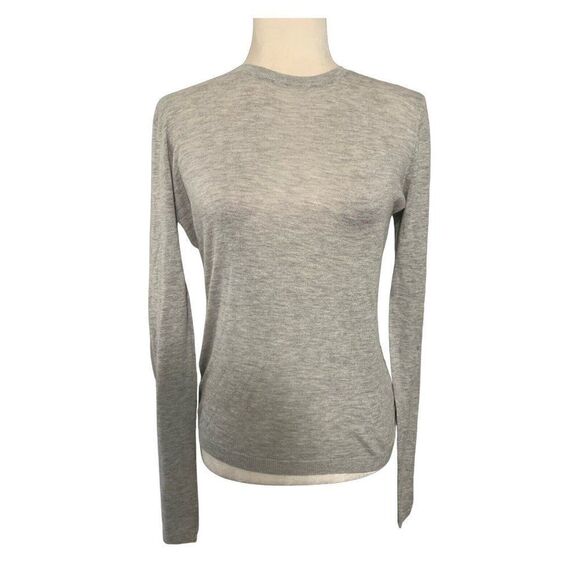zara knit womens solid light gray Crew Neck long sleeve sweater top small - Picture 1 of 4